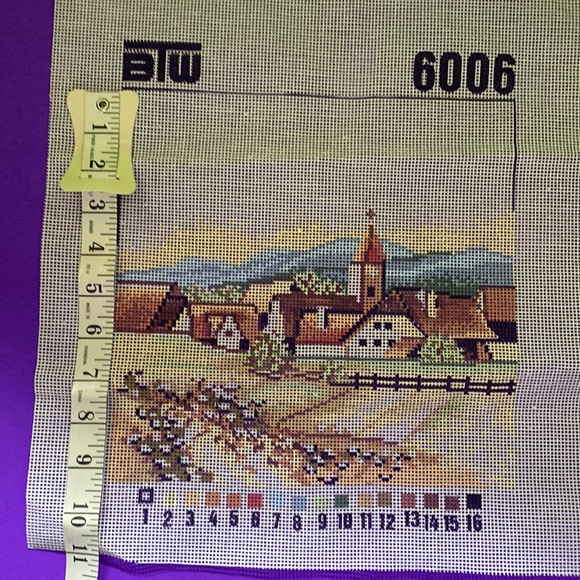 European village needle point canvas - Picture 2 of 4